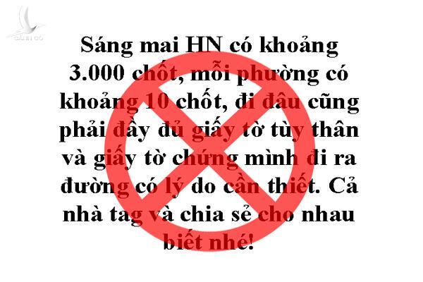 Đăng tin ‘tào lao’ nói ‘Hà Nội có khoảng 3.000 chốt’, nhận phạt 12,5 triệu đồng