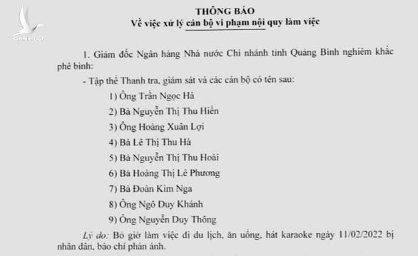 Đi hát karaoke trong giờ làm, 9 cán bộ Ngân hàng Nhà nước bị phê bình, cắt thi đua