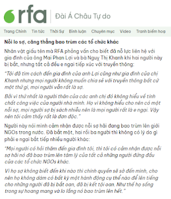 EU bỏ rơi Ngụy Thị Khanh, giới NGO đứng trước nguy cơ tan vỡ lý tưởng?