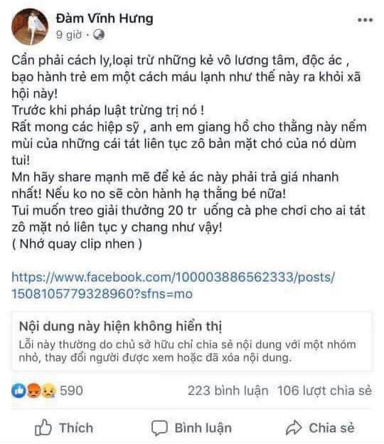 Facebooker Đàm Vĩnh Hưng có vi phạm pháp luật khi kích động bạo lực