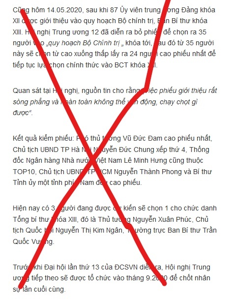 Fanpage Chim Báo Bão có  kết quả “quy hoạch Bộ chính trị, Ban Bí thư khóa XIII” không?