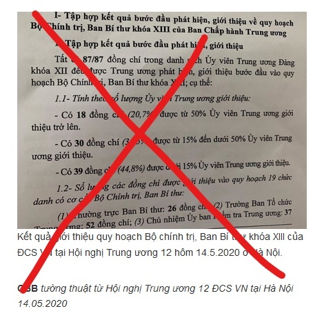 Fanpage Chim Báo Bão có  kết quả “quy hoạch Bộ chính trị, Ban Bí thư khóa XIII” không?