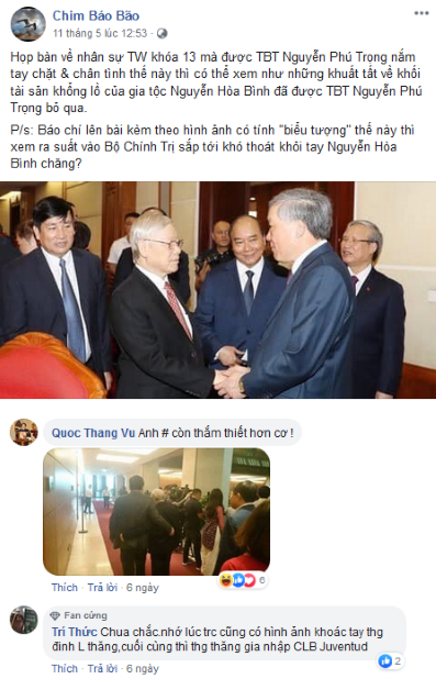 Fanpage Chim Báo Bão có  kết quả “quy hoạch Bộ chính trị, Ban Bí thư khóa XIII” không?