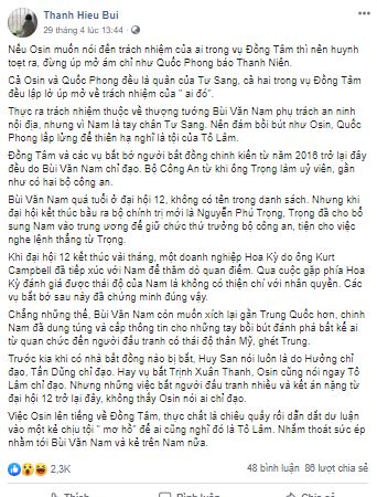 Giả đò công kích Huy Đức, Bùi Thanh Hiếu diễn trò chống phá trước thềm Đại hội 13