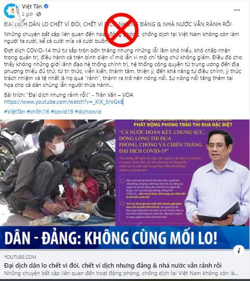 Giữa Chính phủ đang lo chống dịch và Việt Tân chỉ lo xuyên tạc, ai rảnh hơn ai? Giữa Chính phủ đang lo chống dịch và Việt Tân chỉ lo xuyên tạc, ai rảnh hơn ai?