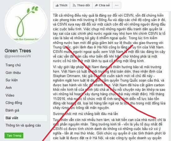 Green Trees Là Nhóm Phản Động Dưới Vỏ Bọc 