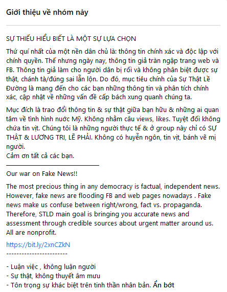 Group “Sự Thật Lề Đường” (1): Chống tin giả hay chống Trump và ủng hộ Biden?