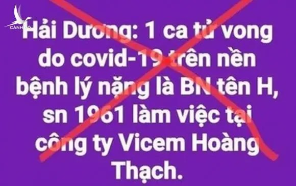 Hải Dương bác thông tin một ca mắc Covid-19 tử vong