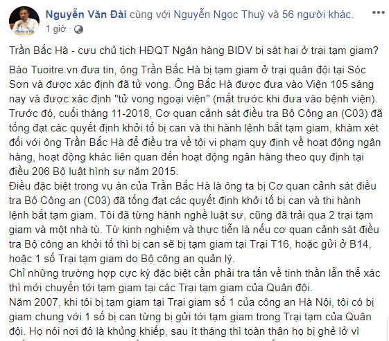 Hủi Nô Nguyễn Văn Đài Xuyên Tạc Về Vụ Ông Trần Bắc Hà Tử Vong