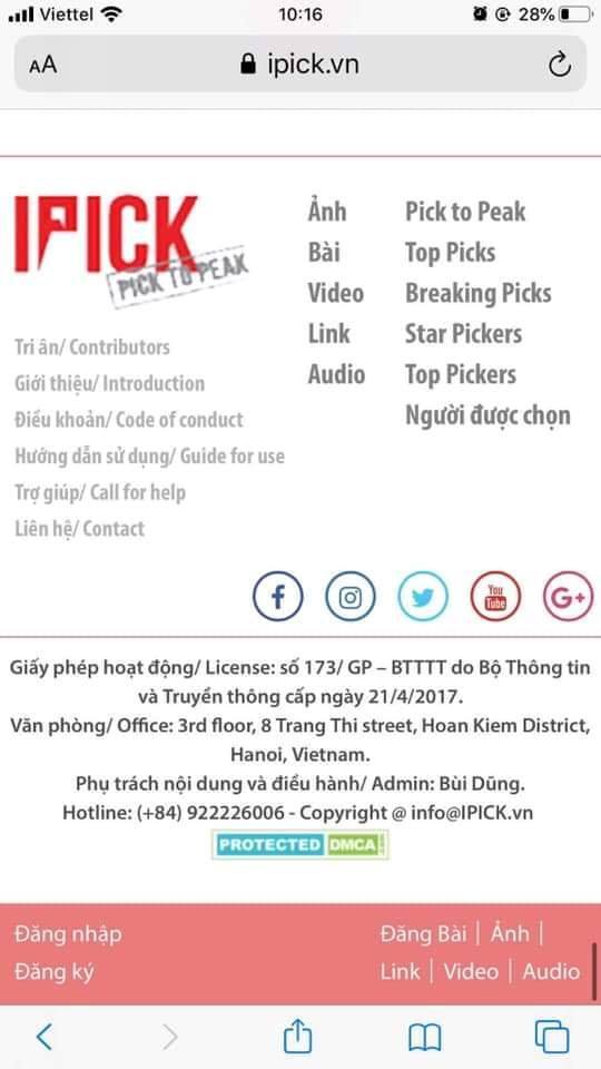 IPICK – Trang mạng xã hội được bộ 4T cấp phép có nhiều nội dung xuyên tạc, phản động