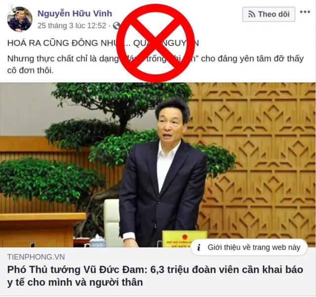 Kẻ chống phá Nguyễn Hữu Vinh hãy để yên cho dân tộc tôi chống dịch