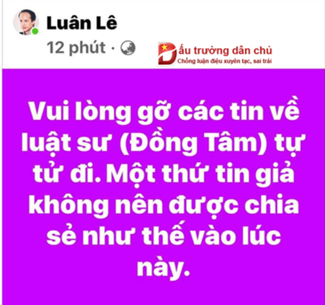 Kẻ táng tận lương tâm Nguyễn Thúy Hạnh tung tin giả nữ luật sư Phạm Thị Hồng Thêu đã nhảy cầu tự vẫn vì vụ Đồng Tâm