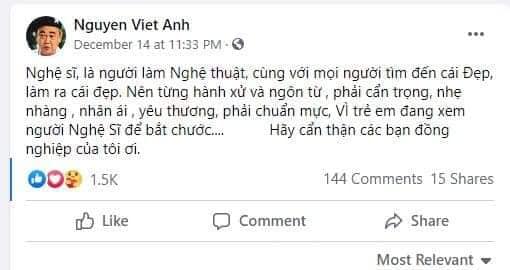 Khi nghệ sĩ chân chính lên tiếng, dưới đây là ý kiến của nghệ sĩ nhân dân Nguyễn Việt Anh