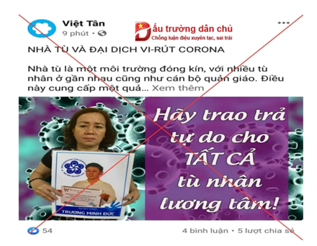 Khôi hài lí lẽ 'thả tù nhân lương tâm vì dịch Covid-19'