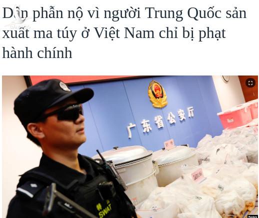 Không có chuyện người Trung Quốc sản xuất ma túy ở Việt Nam chỉ bị xử phạt hành chính