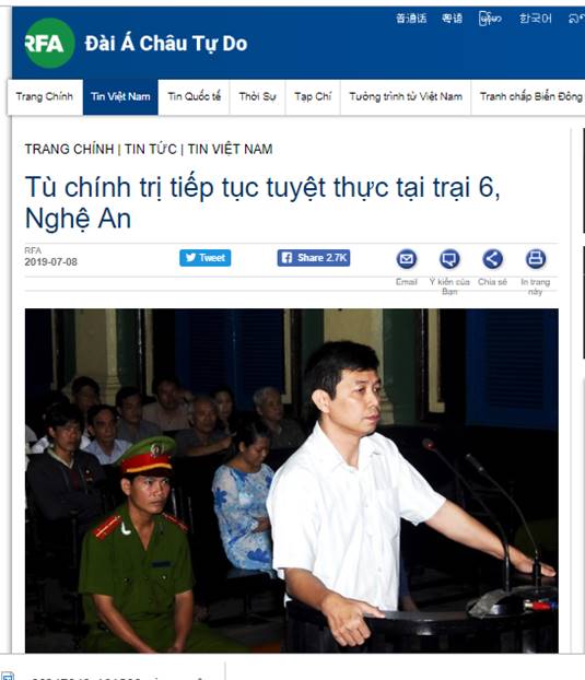 Lại là chiêu trò tuyệt thực của đám "tù nhân lương tâm"