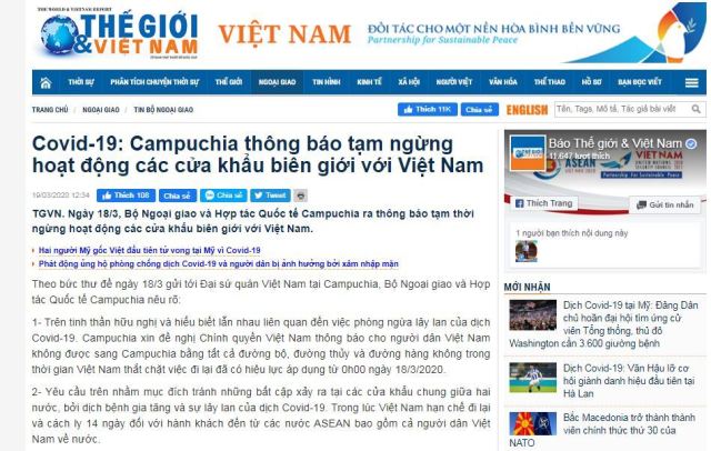 LÀO VÀ CAMPUCHIA ĐÓNG CỬA BIÊN GIỚI TRƯỚC VIỆT NAM