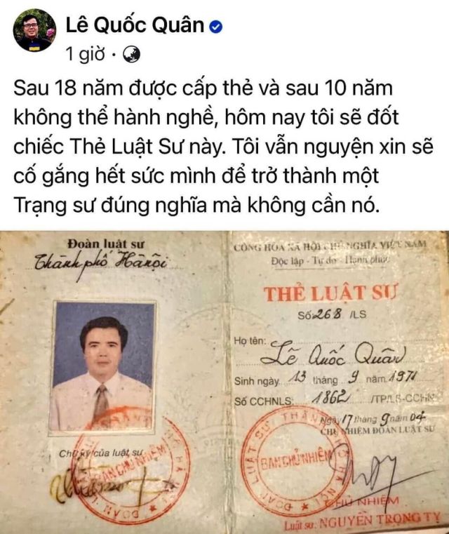 Lê Quốc Quân và trò mèo đốt thẻ luật sư