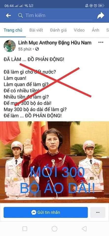 Linh mục Đặng Hữu Nam càng ngày càng đi quá xa trong việc xuyên tạc, bôi nhọ, chống phá sự bình yên của đất nước