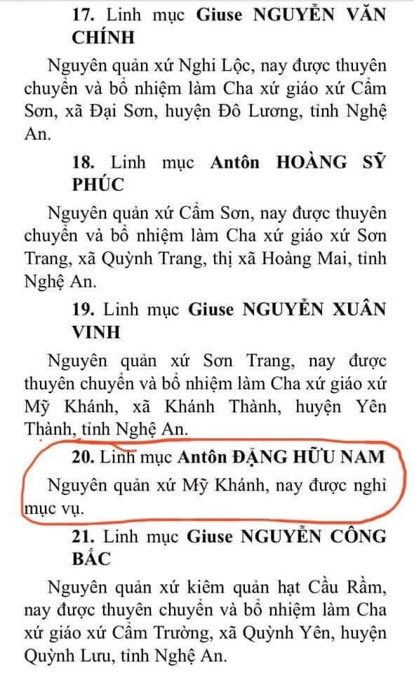 Linh mục Đặng Hữu Nam mất chức và cái giá phải trả cho sự ngông cuồng