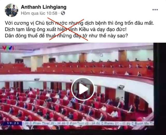 Linh mục Nguyễn Thanh Tịnh - Chánh văn phòng Toà giám mục Giáo phận Hà Tĩnh - công khai xúc phạm Tổng Bí thư - Chủ tịch nước