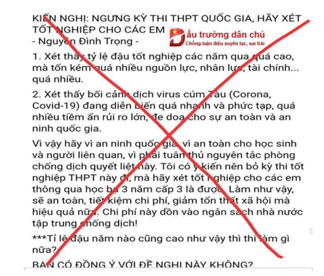 Lợi dụng ‘góp ý’ kỳ thi THPT để xuyên tạc chống phá