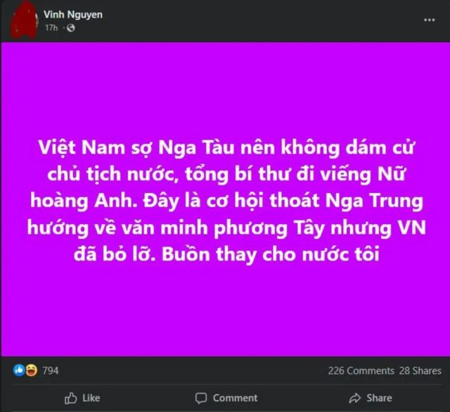 Me tây lên tiếng việc viếng nữ hoàng Anh