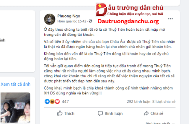 Mục đích 'đấu tố' của nhà đấu tranh dân chủ Phuong Ngo về khoản tiền ca sĩ Thủy Tiên nhận từ hải ngoại