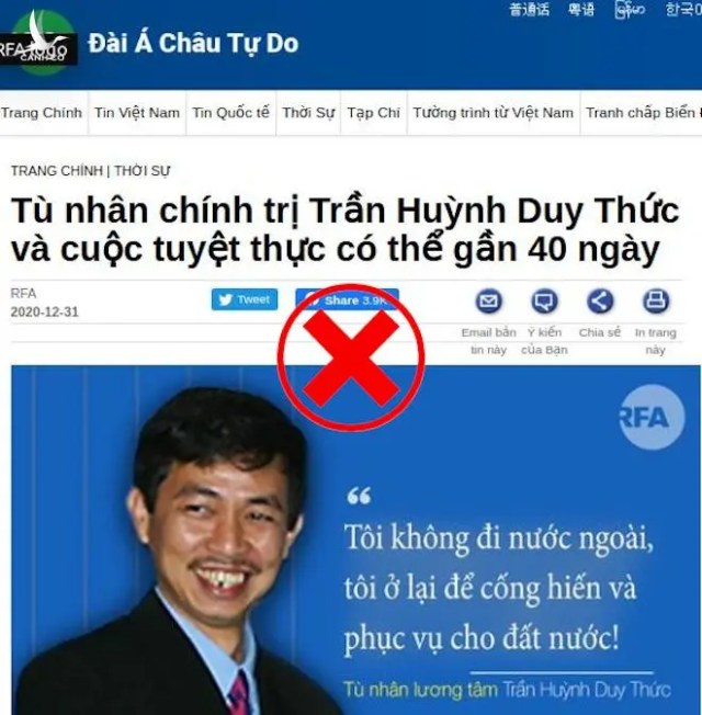 Nên trao giải “Người tuyệt thực lâu nhất Việt Nam mà vẫn khỏe mạnh sống sót” cho Trần Huỳnh Duy Thức