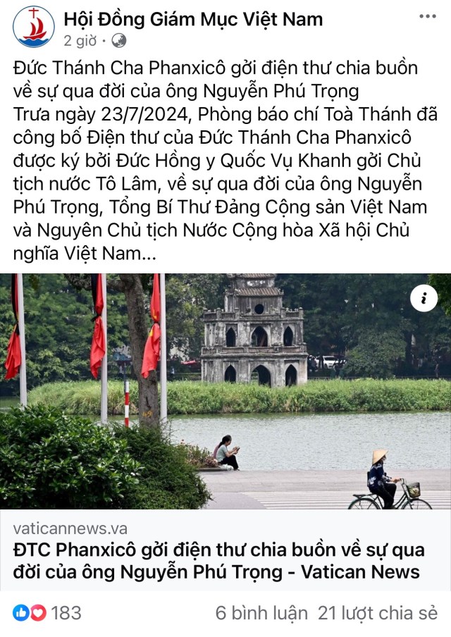 Người Công giáo thể hiện tình cảm, kính trọng Tổng Bí thư và cùng nỗi đau, mất mát của dân tộc