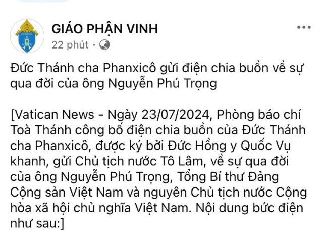 Người Công giáo thể hiện tình cảm, kính trọng Tổng Bí thư và cùng nỗi đau, mất mát của dân tộc