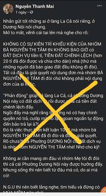 Người dân Dương Nội phản đối gia đình Nguyễn Thị Tâm