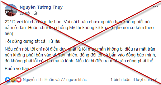 Nguyễn Tường Thụy chỉ là kẻ làm xấu mặt lực lượng Quân đội