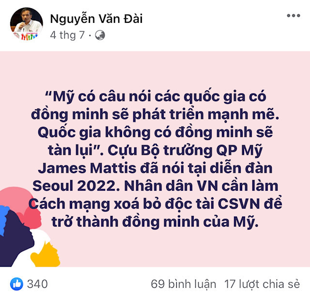 Nguyễn Văn Đài sắp gia nhập hàng ngũ các tổng thống tự xưng?