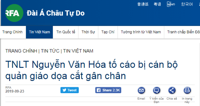 Nguyễn Văn Hóa bị cán bộ trại giam dọa cắt gân chân?