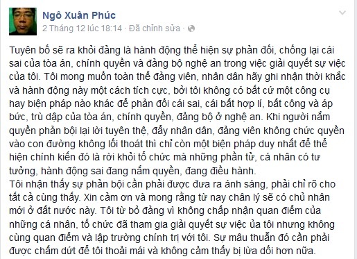 Nhà zân chủ Ngô Xuân Phúc kêu cứu từ nhà tù Thái Lan, sao giới zân chủ làm ngơ?