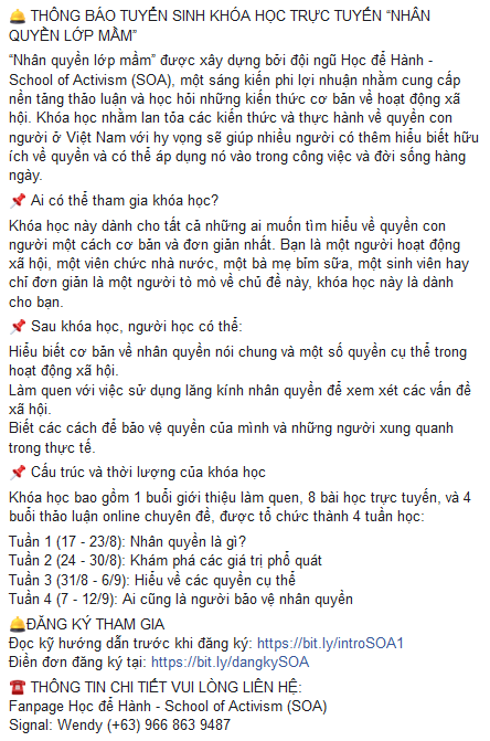 Nhân Quyền Lớp Mầm hay Chống Cộng Lớp Mầm?