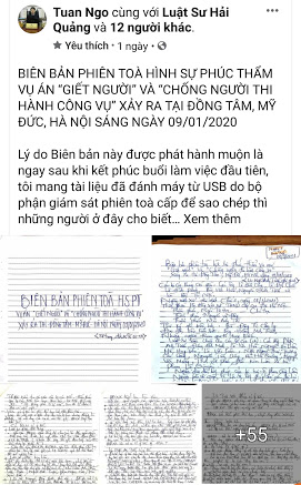 Những điều nhận thấy qua “Biên bản phiên tòa phúc thẩm  vụ án Đồng Tâm”