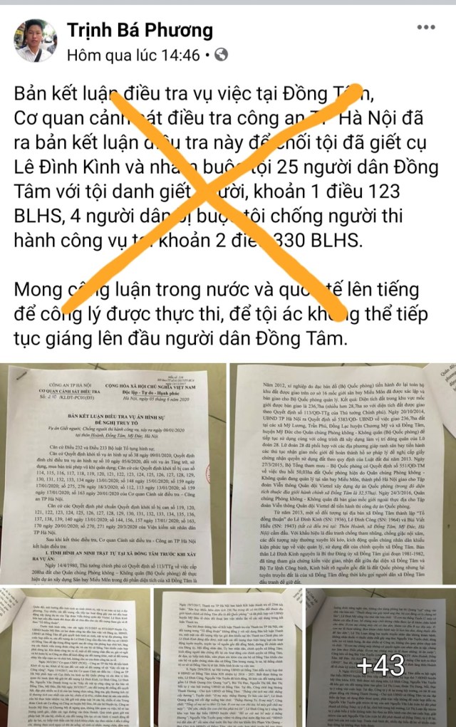 Những điều nhận thấy từ bản kết luận điều tra vụ án tại Đồng Tâm