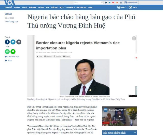 Nigeria từ chối lời chào hàng của VN: Mọi thứ là lẽ thường tình