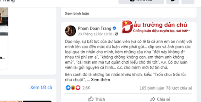 Phạm Đoan Trang-người đàn bà 'tráo trở' sao phải đổ lỗi cho dư luận viên!