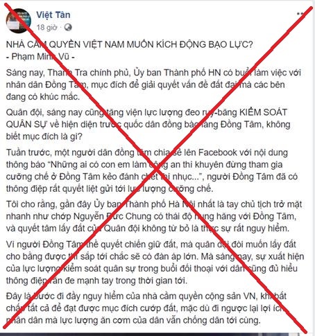 Phần lớn người dân Đồng Tâm đồng tình với kết luận của Thanh tra thành phố Hà Nội