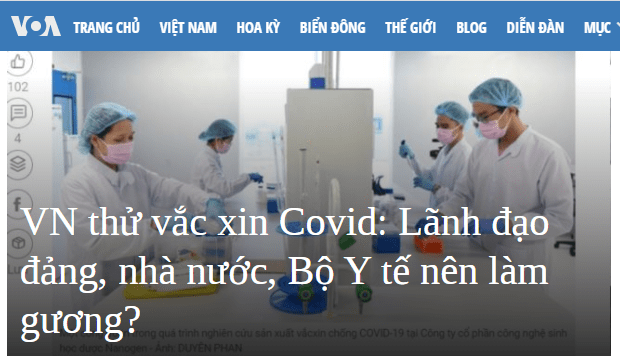 Phát biểu của Nguyễn Như Phong về thử nghiệm Vắc xin ngừa Covid-19