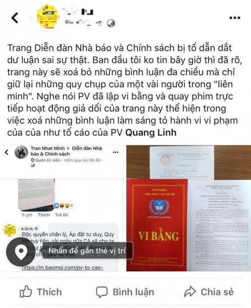 PV tố Admin 'Diễn đàn Nhà báo và Chính sách' vu khống, bôi nhọ