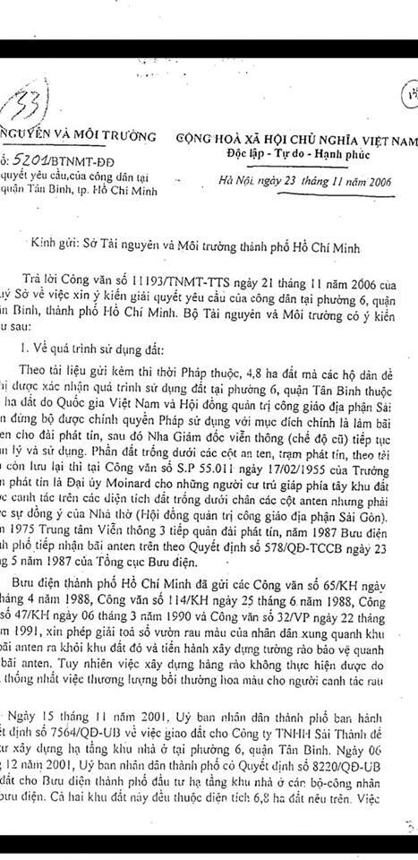 Quyết định sử dụng đất: ĐẤT VƯỜN RAU LỘC HƯNG LÀ CỦA BƯU ĐIỆN THÀNH PHỐ TỪ NĂM 1991