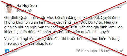 Rận chủ “cố đấm ăn xôi” trong vụ việc quân nhân Trần Đức Đô