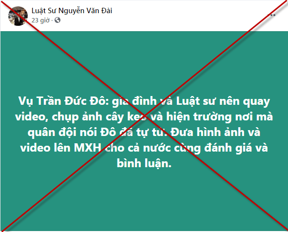 Rận chủ “cố đấm ăn xôi” trong vụ việc quân nhân Trần Đức Đô