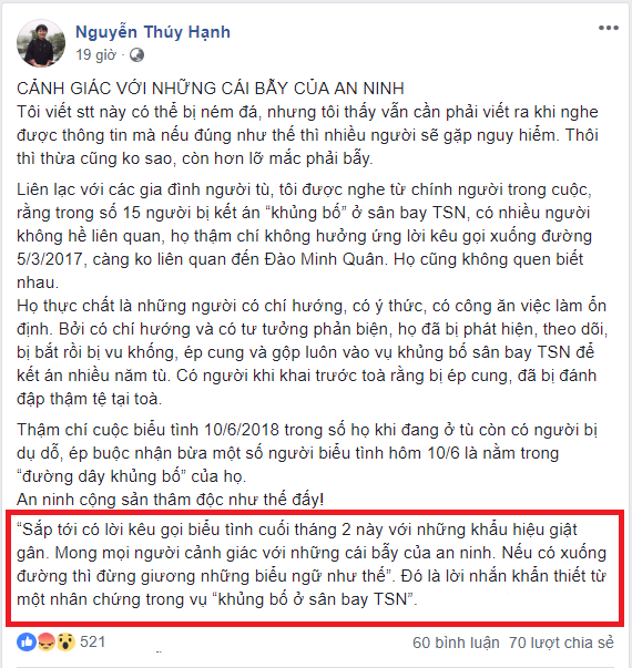 Rận chủ trong nước cảnh báo “tổng biểu tình” dịp Hội nghị thượng đỉnh Mỹ - Triều là “mắc bẫy”!?!