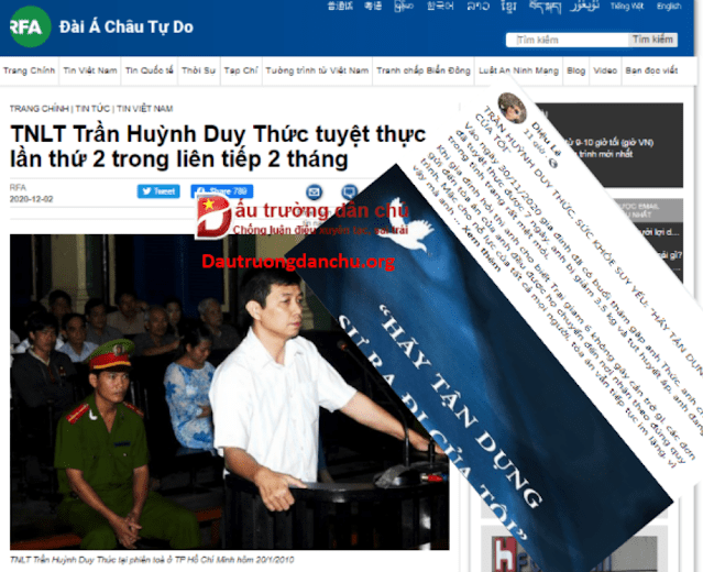 RFA lại 'thiếu trách nhiệm' khi đưa tin Trần Huỳnh Duy Thức tuyệt thực