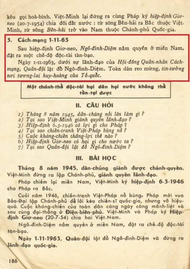 Sách Giáo Khoa Lịch Sử VNCH Viết Gì Sau Khi Ngô Đình Diệm Chết?